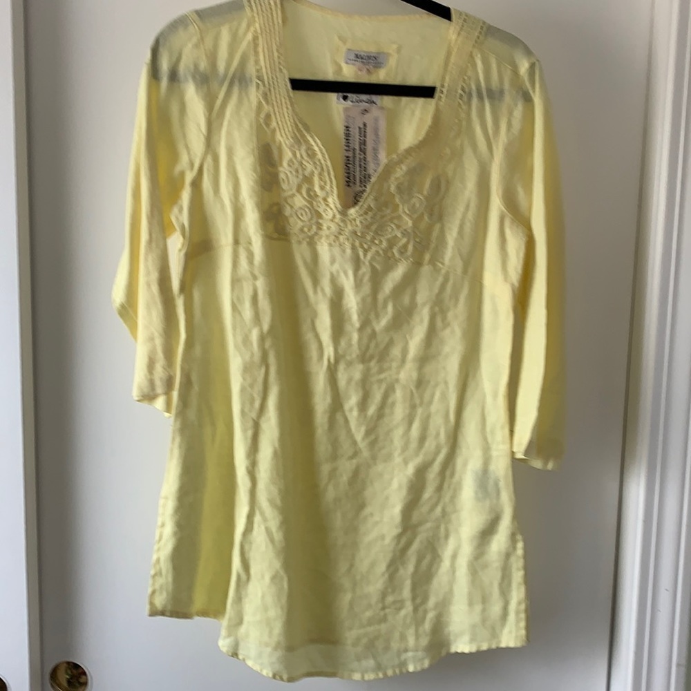 Malvin Linen Embroidered Tunic Top M